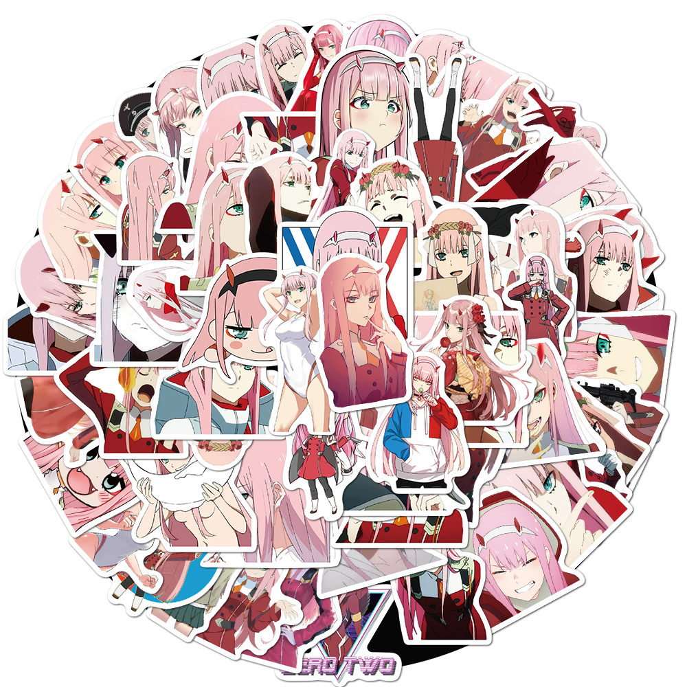 50 100pcs Anime Darling in the Fanxx Stickers Zero Two 002 Stickers For Laptop Luggage Motorcycle 1 - Darling In The FranXX Store