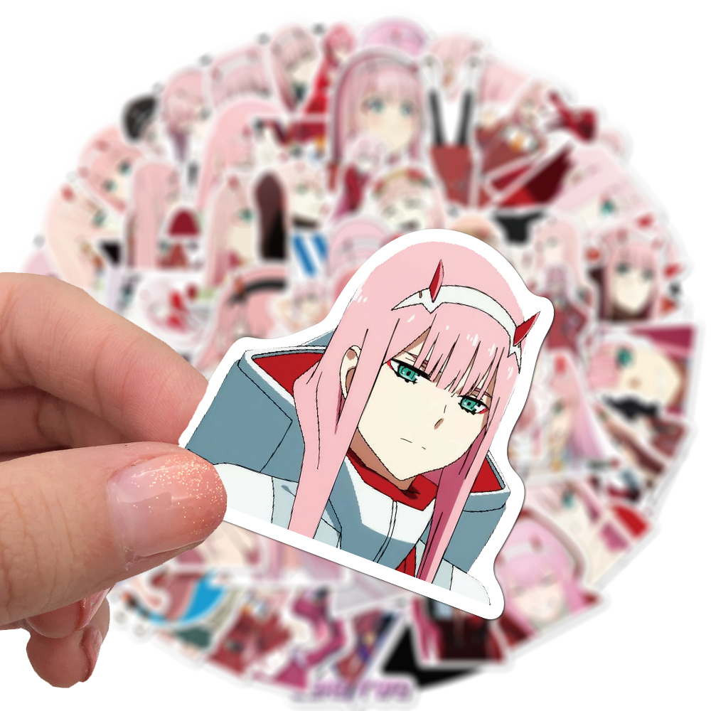 50 100pcs Anime Darling in the Fanxx Stickers Zero Two 002 Stickers For Laptop Luggage Motorcycle 3 - Darling In The FranXX Store