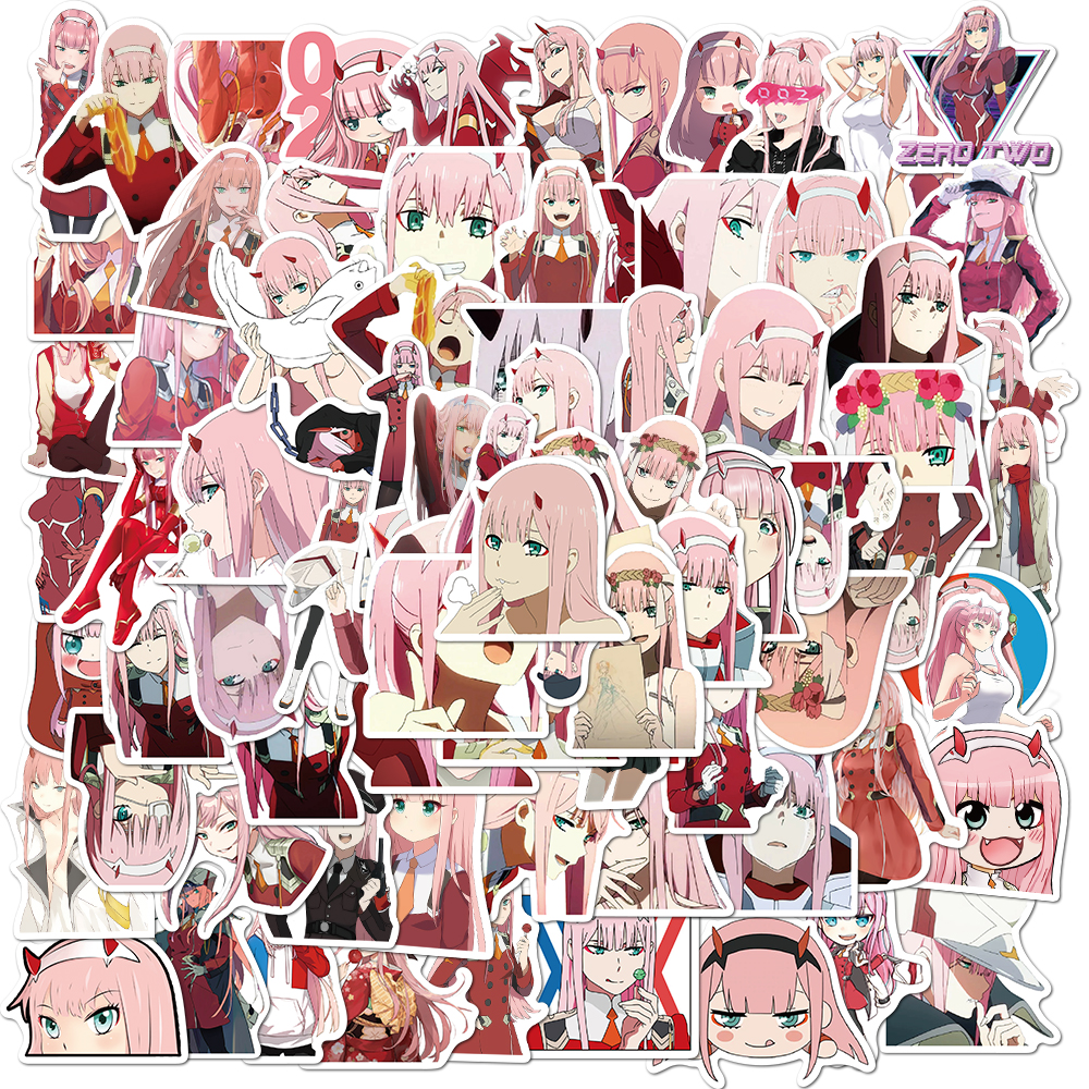 50 100pcs Anime Darling in the Fanxx Stickers Zero Two 002 Stickers For Laptop Luggage Motorcycle - Darling In The FranXX Store