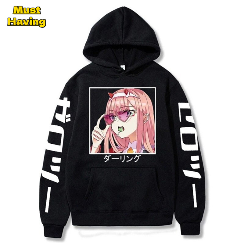 Anime Darling In The Franxx Zero Two Hoodies Harajuku Casual Streetwear Graphic Sweatshirts Oversized Graphic - Darling In The FranXX Shop
