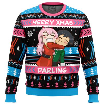 Merry Xmas Darling Darling in the FranXX Ugly Christmas Sweater FRONT mockup - Darling In The FranXX Shop