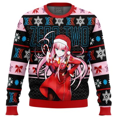 Zero Two V2 Darling in the Franxx Ugly Christmas Sweater FRONT mockup - Darling In The FranXX Shop