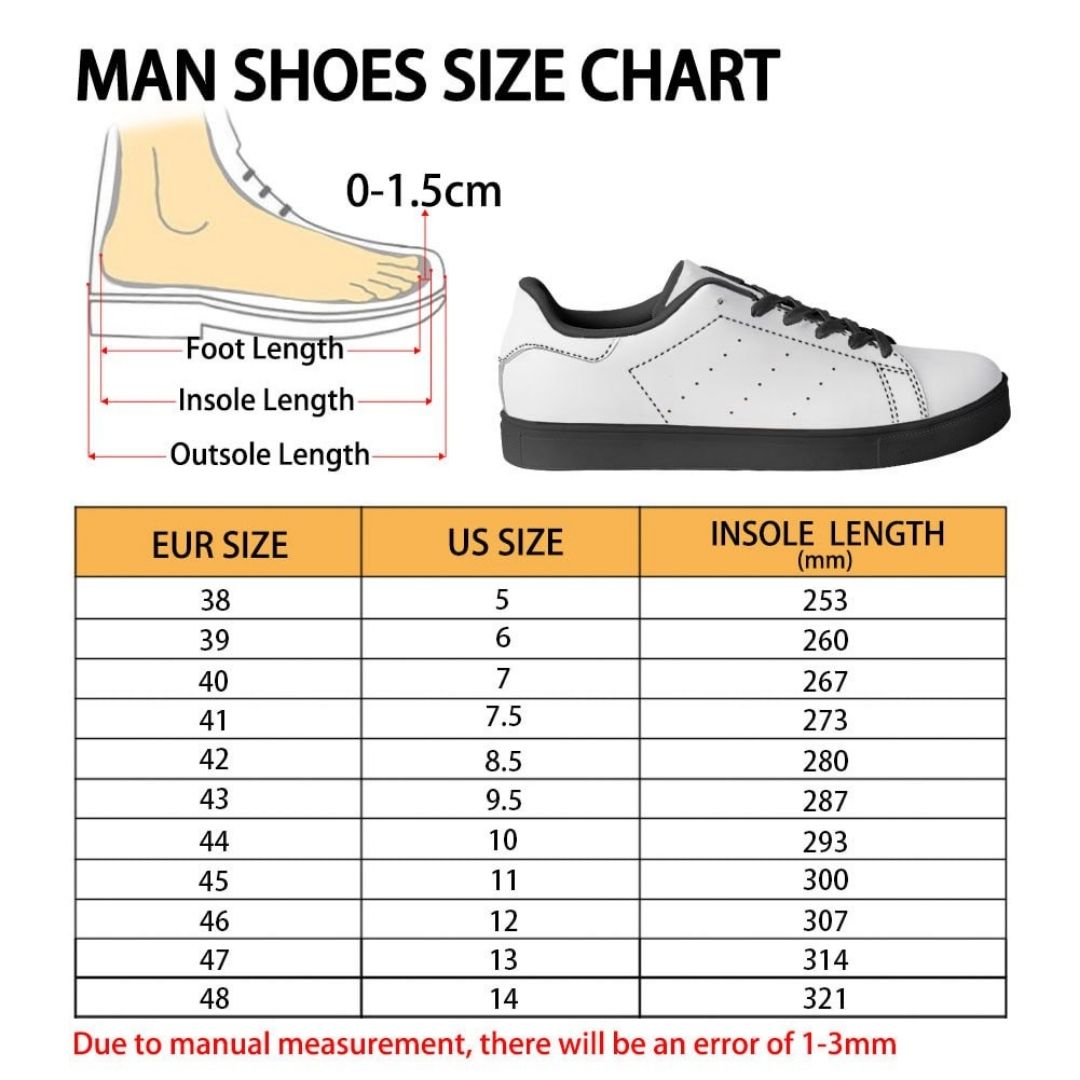 Skate Man Shoes Size Chart - Darling In The FranXX Store
