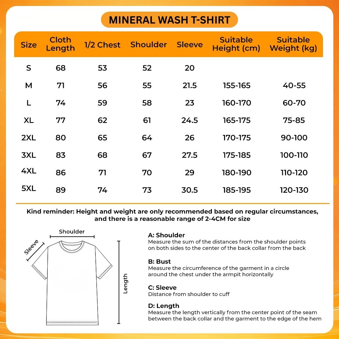 Mineral Wash T Shirt Size Chart - Darling In The FranXX Store